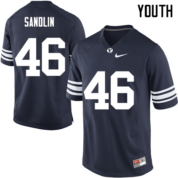 Youth #46 Rhett Sandlin BYU Cougars College Football Jerseys Sale-Navy - Click Image to Close